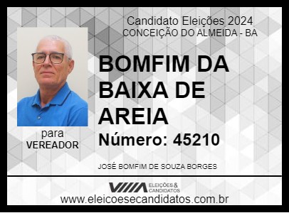 Candidato BOMFIM DA BAIXA DE AREIA 2024 - CONCEIÇÃO DO ALMEIDA - Eleições