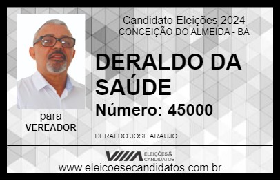 Candidato DERALDO DA SAÚDE 2024 - CONCEIÇÃO DO ALMEIDA - Eleições