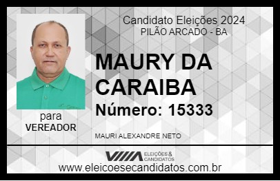 Candidato MAURY DA CARAIBA 2024 - PILÃO ARCADO - Eleições