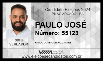 Candidato PAULO JOSÉ 2024 - PILÃO ARCADO - Eleições