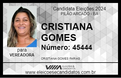 Candidato CRISTIANA GOMES 2024 - PILÃO ARCADO - Eleições