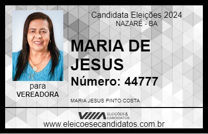 Candidato MARIA DE JESUS 2024 - NAZARÉ - Eleições