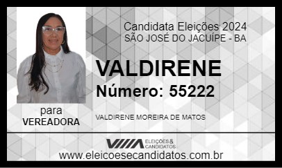 Candidato VALDIRENE 2024 - SÃO JOSÉ DO JACUÍPE - Eleições