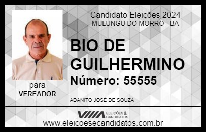 Candidato BIO DE GUILHERMINO 2024 - MULUNGU DO MORRO - Eleições