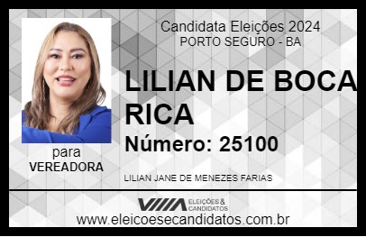 Candidato LILIAN DE BOCA RICA 2024 - PORTO SEGURO - Eleições