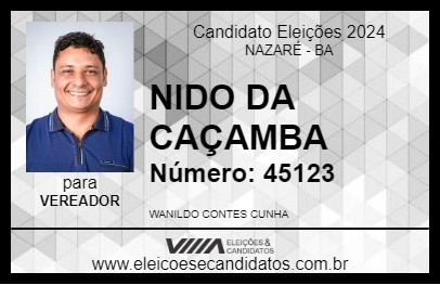 Candidato NIDO DA CAÇAMBA 2024 - NAZARÉ - Eleições