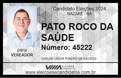 Candidato PATO ROCO DA SAÚDE 2024 - NAZARÉ - Eleições