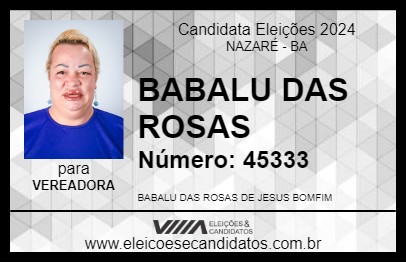 Candidato BABALU DAS ROSAS 2024 - NAZARÉ - Eleições