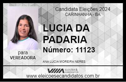 Candidato LUCIA DA PADARIA 2024 - CARINHANHA - Eleições