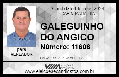 Candidato GALEGUINHO DO ANGICO 2024 - CARINHANHA - Eleições