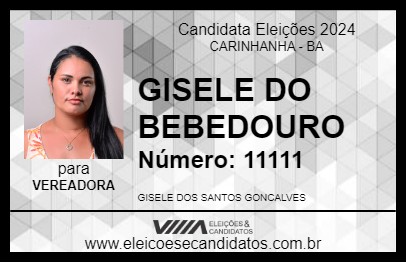 Candidato GISELE DO BEBEDOURO 2024 - CARINHANHA - Eleições