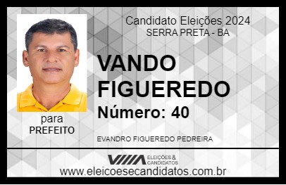 Candidato VANDO FIGUEREDO 2024 - SERRA PRETA - Eleições