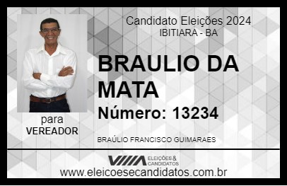 Candidato BRAULIO DA MATA 2024 - IBITIARA - Eleições