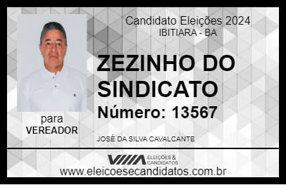 Candidato ZEZINHO DO SINDICATO 2024 - IBITIARA - Eleições