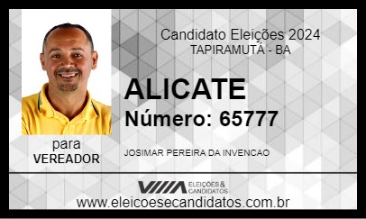 Candidato ALICATE 2024 - TAPIRAMUTÁ - Eleições