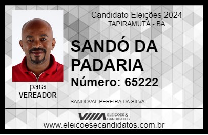 Candidato SANDÓ DA PADARIA 2024 - TAPIRAMUTÁ - Eleições