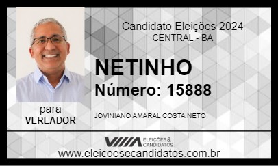 Candidato NETINHO 2024 - CENTRAL - Eleições