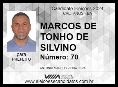 Candidato MARCOS DE TONHO DE SILVINO 2024 - CAETANOS - Eleições