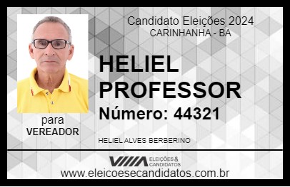 Candidato HELIEL PROFESSOR 2024 - CARINHANHA - Eleições