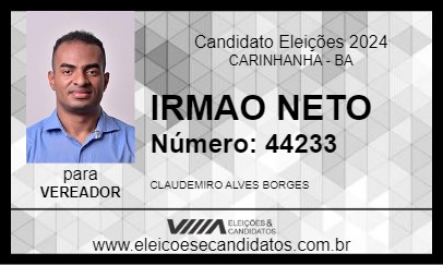 Candidato IRMAO NETO 2024 - CARINHANHA - Eleições