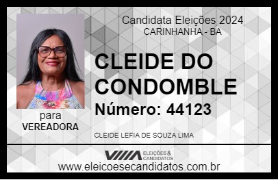 Candidato CLEIDE DO CONDOMBLE 2024 - CARINHANHA - Eleições