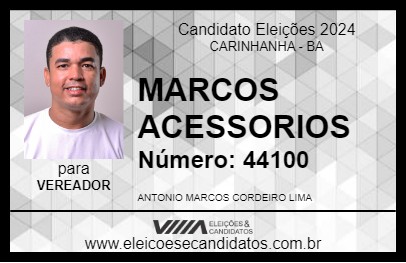 Candidato MARCOS ACESSORIOS 2024 - CARINHANHA - Eleições