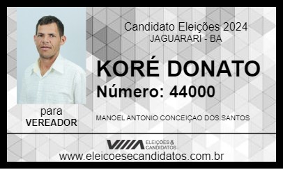 Candidato KORÉ DONATO 2024 - JAGUARARI - Eleições