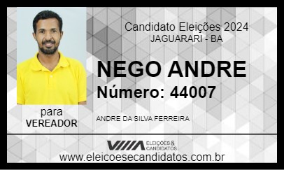 Candidato NEGO ANDRE 2024 - JAGUARARI - Eleições