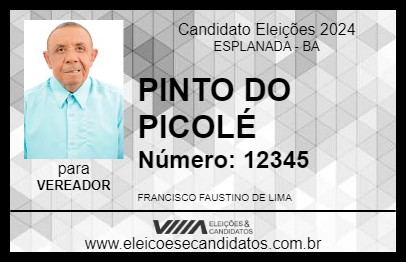 Candidato PINTO DO PICOLÉ 2024 - ESPLANADA - Eleições