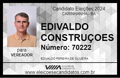 Candidato EDIVALDO CONSTRUÇOES 2024 - CARINHANHA - Eleições