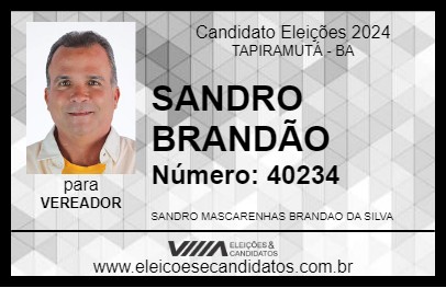 Candidato SANDRO BRANDÃO 2024 - TAPIRAMUTÁ - Eleições