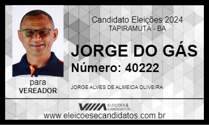 Candidato JORGE DO GÁS 2024 - TAPIRAMUTÁ - Eleições