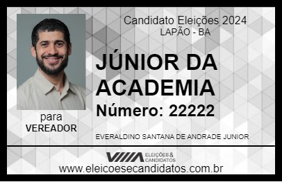 Candidato JÚNIOR DA ACADEMIA 2024 - LAPÃO - Eleições