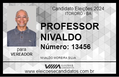 Candidato PROFESSOR NIVALDO 2024 - ITORORÓ - Eleições