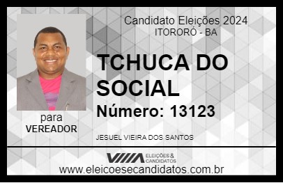 Candidato TCHUCA DO SOCIAL 2024 - ITORORÓ - Eleições