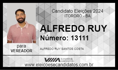 Candidato ALFREDO RUY 2024 - ITORORÓ - Eleições