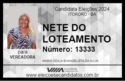 Candidato NETE DO LOTEAMENTO 2024 - ITORORÓ - Eleições