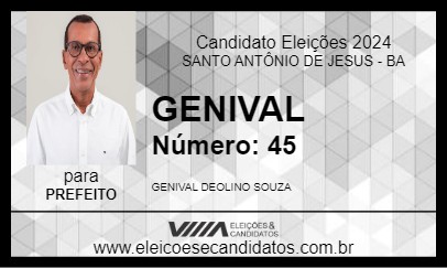 Candidato GENIVAL 2024 - SANTO ANTÔNIO DE JESUS - Eleições