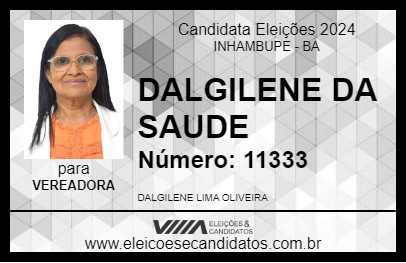 Candidato DALGILENE ENFERMEIRA 2024 - INHAMBUPE - Eleições