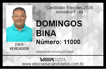 Candidato DOMINGOS BINA 2024 - INHAMBUPE - Eleições