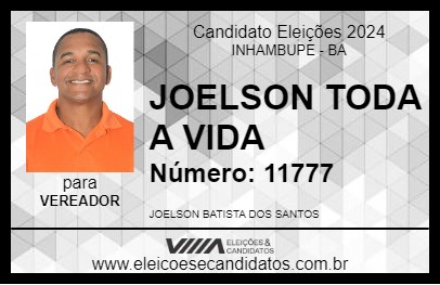 Candidato JOELSON TODA A VIDA 2024 - INHAMBUPE - Eleições