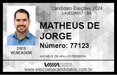 Candidato MATHEUS DE JORGE 2024 - LAJEDINHO - Eleições