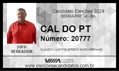 Candidato CAL DO PT 2024 - SERRA PRETA - Eleições