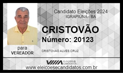 Candidato CRISTOVÃO 2024 - IGRAPIÚNA - Eleições