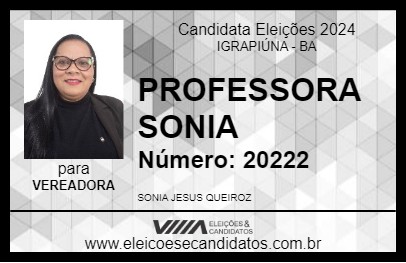 Candidato PROFESSORA SONIA 2024 - IGRAPIÚNA - Eleições