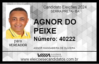 Candidato AGNOR DO PEIXE 2024 - SERRA PRETA - Eleições