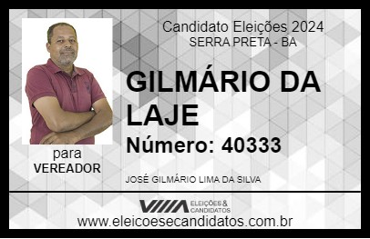 Candidato GILMÁRIO DA LAJE 2024 - SERRA PRETA - Eleições