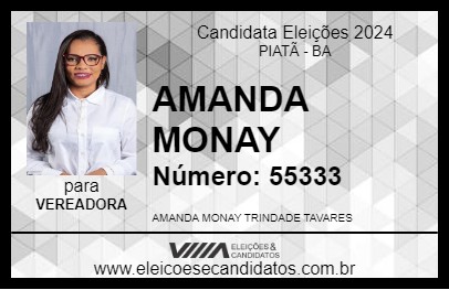 Candidato AMANDA MONAY 2024 - PIATÃ - Eleições