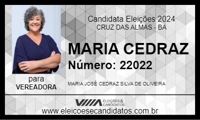 Candidato MARIA CEDRAZ 2024 - CRUZ DAS ALMAS - Eleições