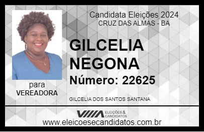 Candidato GILCELIA NEGONA 2024 - CRUZ DAS ALMAS - Eleições